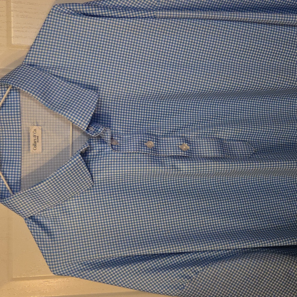 Collars & Co. Men's Light Blue Gingham Button-Down Shirt